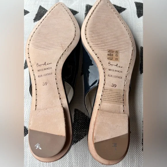 Boden NEW Black Patent Leather Slingback Flats w Buckle Fastener - Size (39)8.5 - Picture 2 of 9